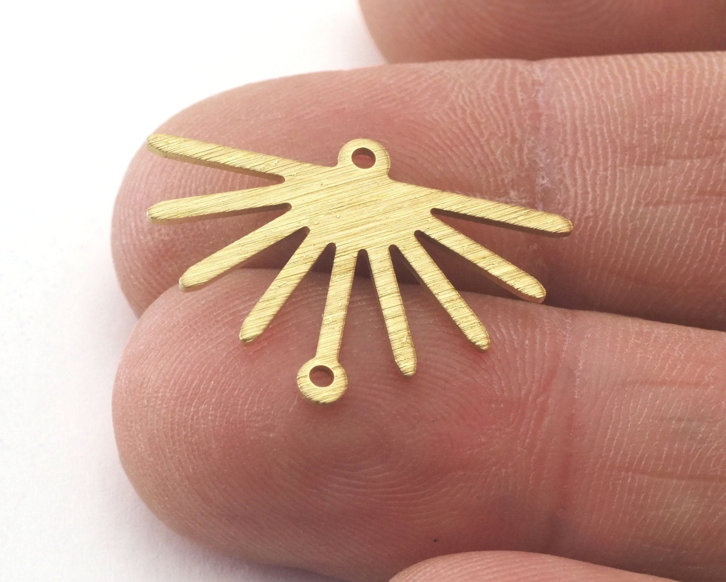 Brushed Sun Charms Connector 25x17.5mm 2 holes Raw brass findings R212-82