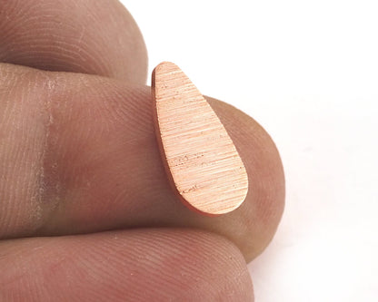 Brushed Drop Shape Tag no hole 14.5x7.5mm thickness 0.8mm Raw copper stamping OZ3713-55