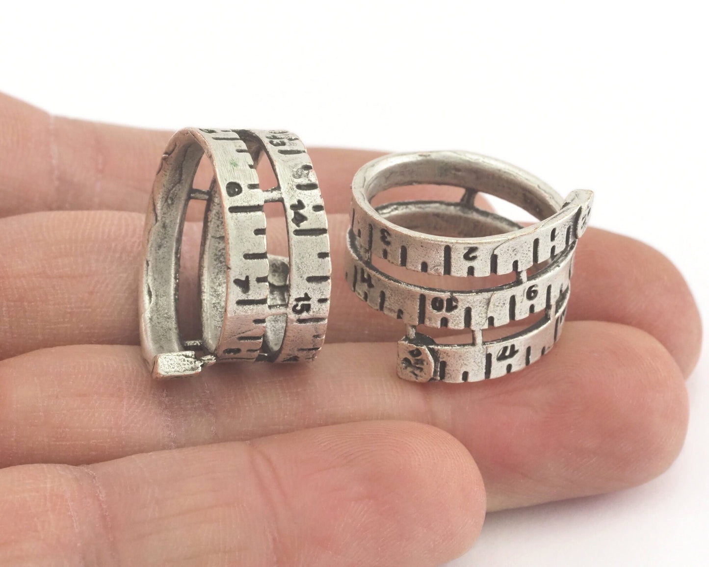 Measurement Ring Antique Silver Plated Brass (17.5mm 7.5US inner size) OZ3939