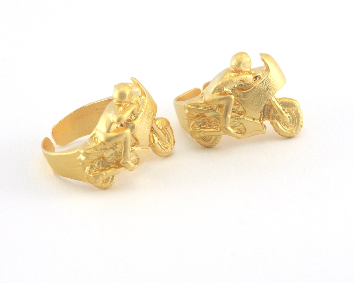 Motorcycles Ring Adjustable Matte Gold Plated Brass (17.5mm 7US inner size) OZ3223