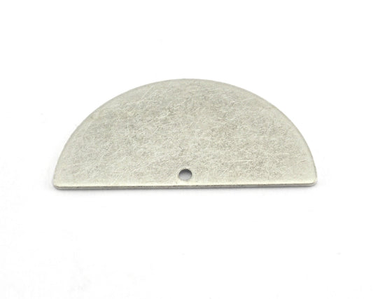 Semi circle blanks half moon shape 40x20x0.8mm Antique Silver Plated brass pendant (2mm 0,08" 12 gauge hole) SCS 1062RT