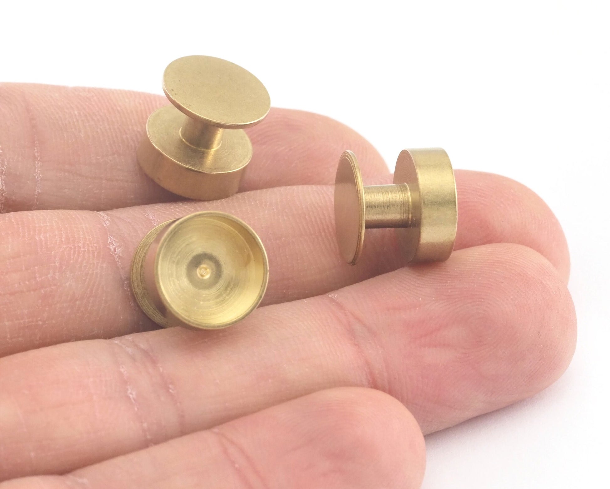 cufflink studs, 12x11mm 10mm (3mm wall) setting raw brass shirt collar tuxedo stud, 1701