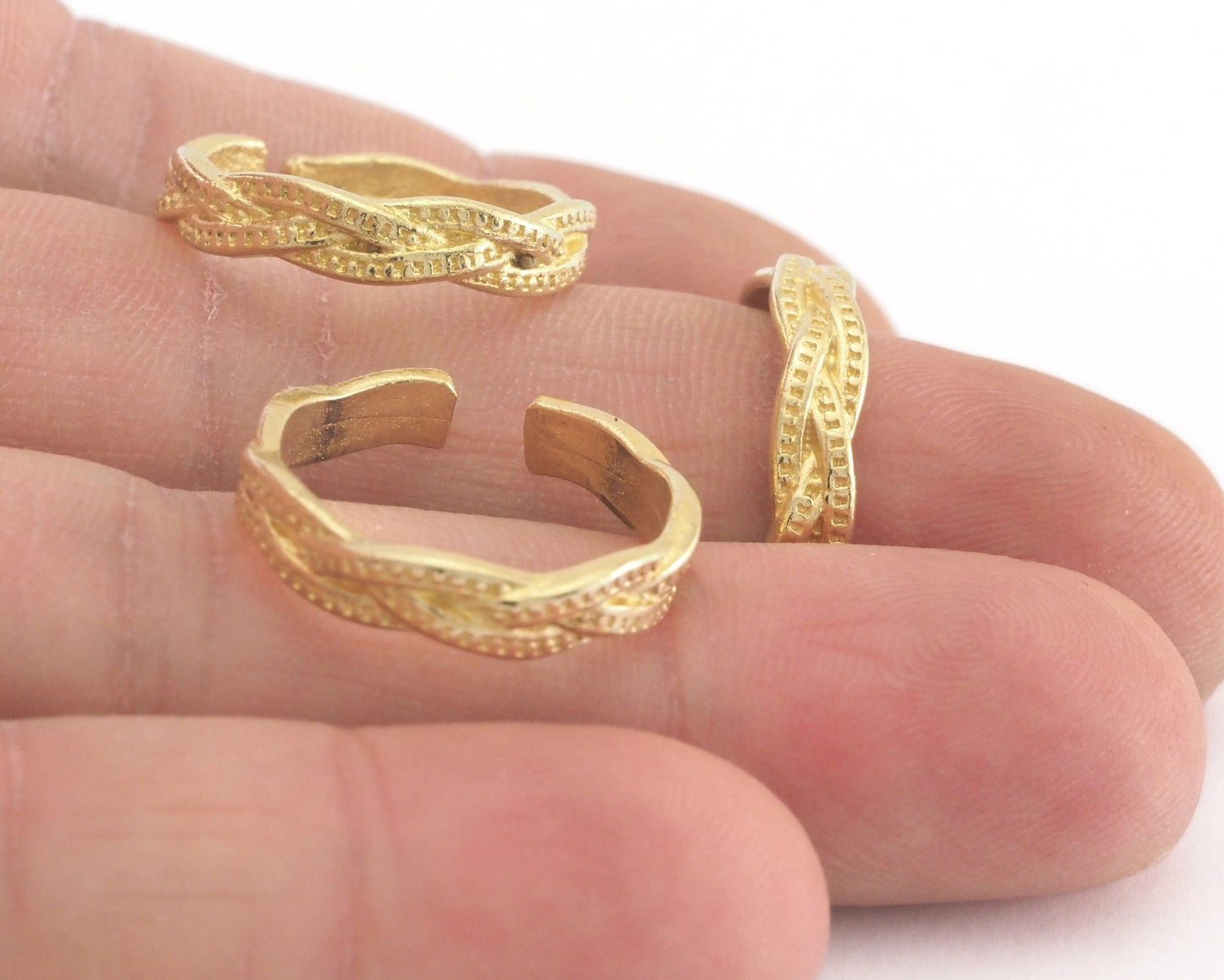 Minimalist Band Textured Adjustable Ring Raw Brass - Shiny Silver - Antique Silver - Matte Gold - Shiny Gold (17.5mm 7US size) OZ3857