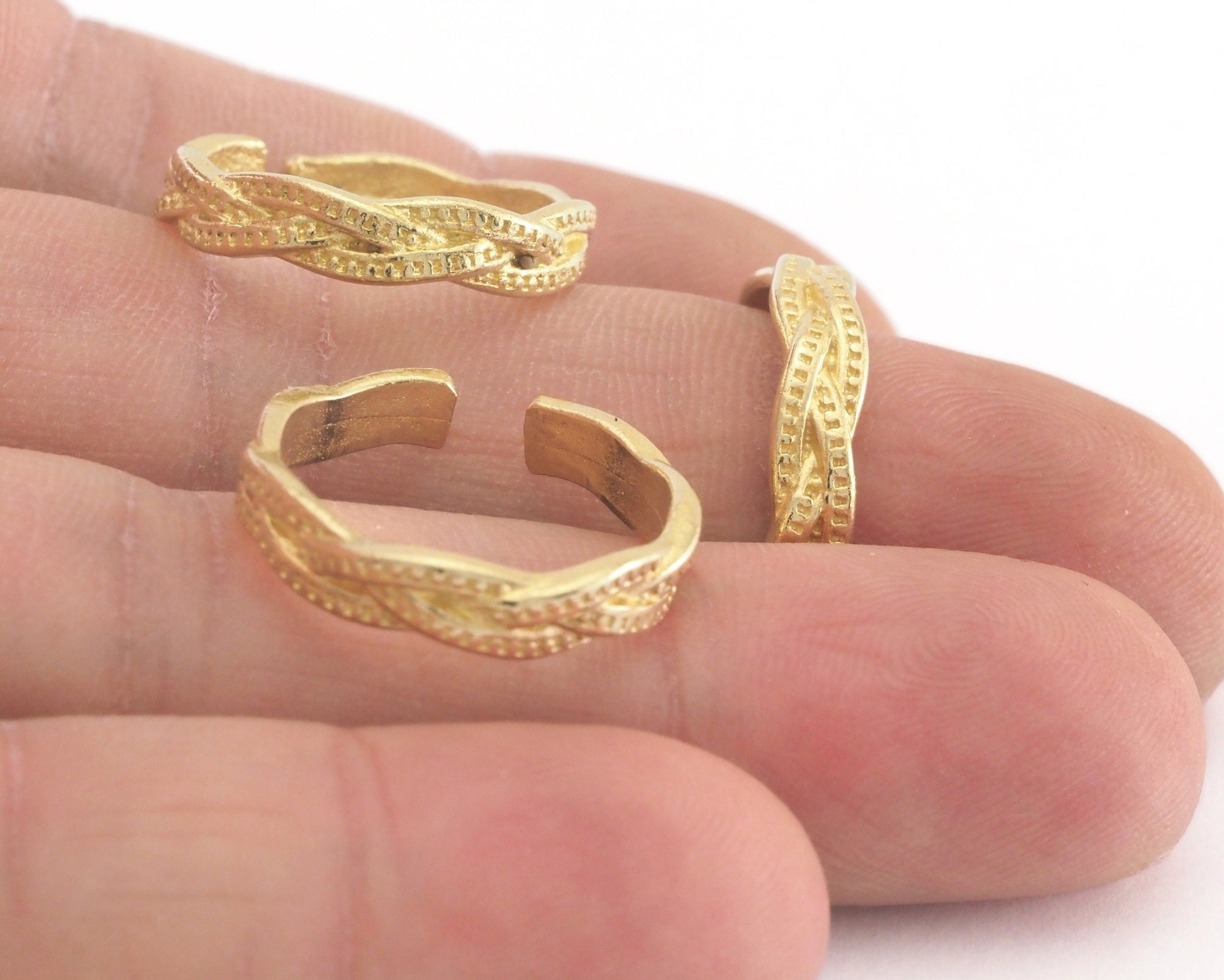 Minimalist Band Textured Adjustable Ring Raw Brass - Shiny Silver - Antique Silver - Matte Gold - Shiny Gold (17.5mm 7US size) OZ3857