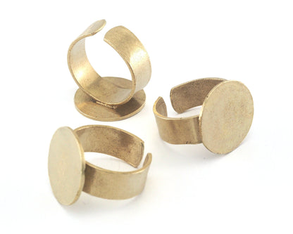 Signet Ring Adjustable Ring Blank - Raw Brass (17.5-20mm 7-10US inner size - Adjustable ) OZ3953