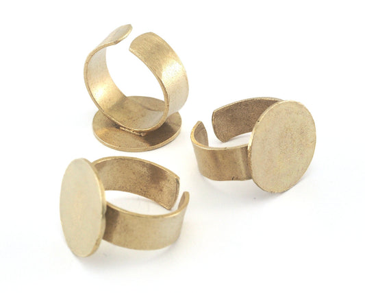 Signet Ring Adjustable Ring Blank - Raw Brass (17.5-20mm 7-10US inner size - Adjustable ) OZ3953