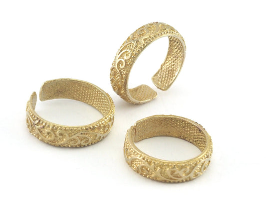 Minimalist Band Ring Textured Adjustable Ring Raw Brass (16-18mm 5.5-8US inner size) OZ3956