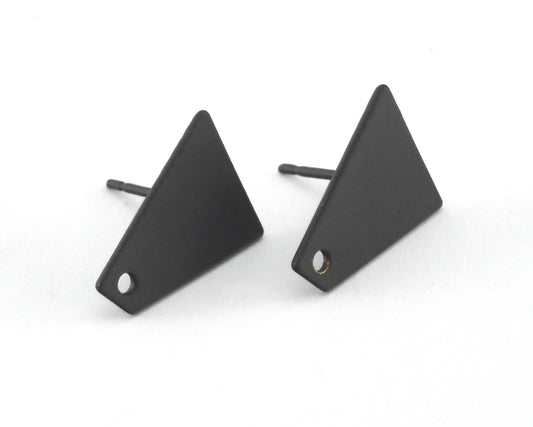 Trapezoid Earring Stud, Black Painted Brass Quadrilateral Earring Posts, 15mm 3960