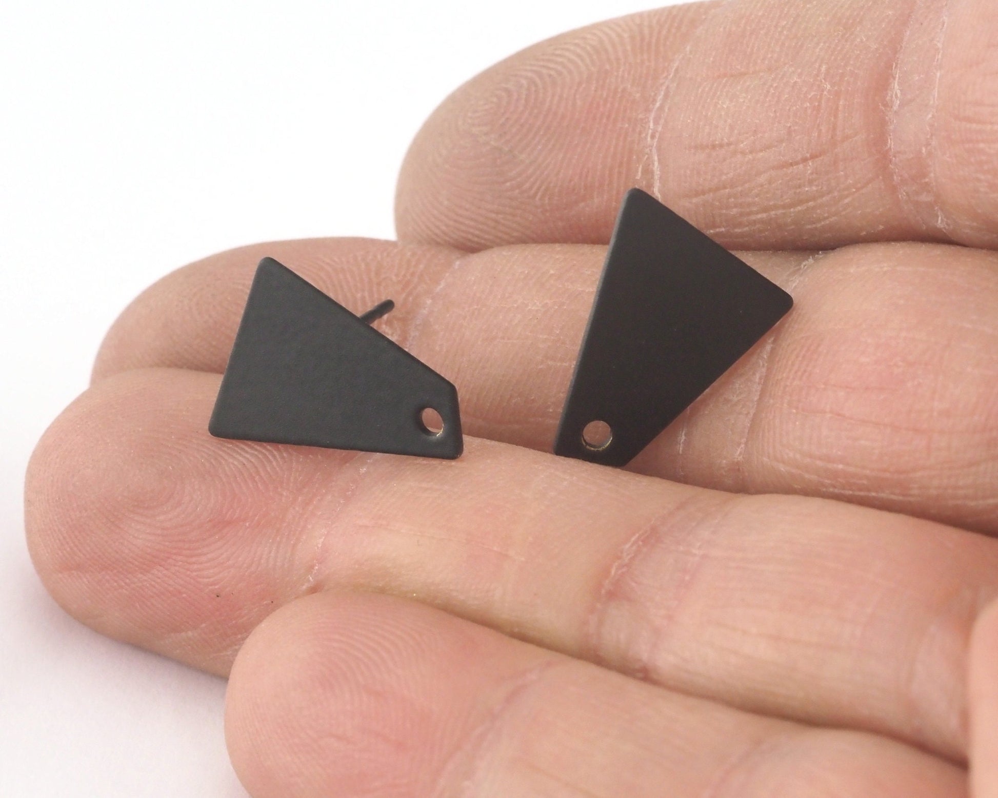 Trapezoid Earring Stud, Black Painted Brass Quadrilateral Earring Posts, 15mm 3960