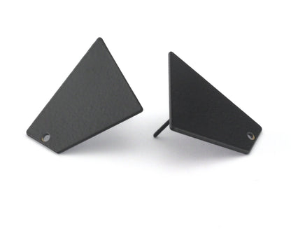 Trapezoid Earring Stud, Black Painted Brass Quadrilateral Earring Posts, 24mm 3961