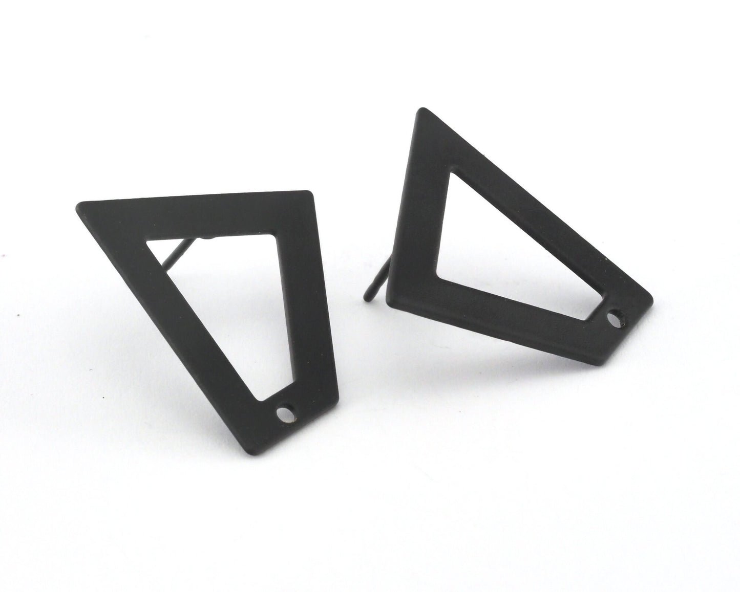 Trapezoid Earring Stud, Black Painted Brass Quadrilateral Earring Posts, 24mm 3966