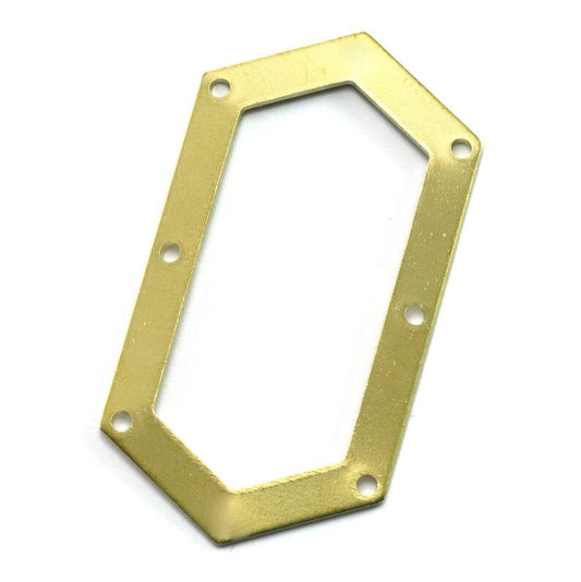 Elongated Hexagon Shape Raw Brass 45x24mm 0.8 Thickness stamping blank 6 hole tag pendant 3972-275