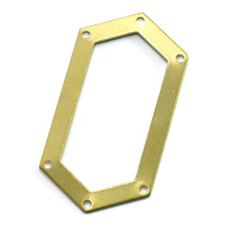 Elongated Hexagon Shape Raw Brass 45x24mm 0.8 Thickness stamping blank 6 hole tag pendant 3973-275