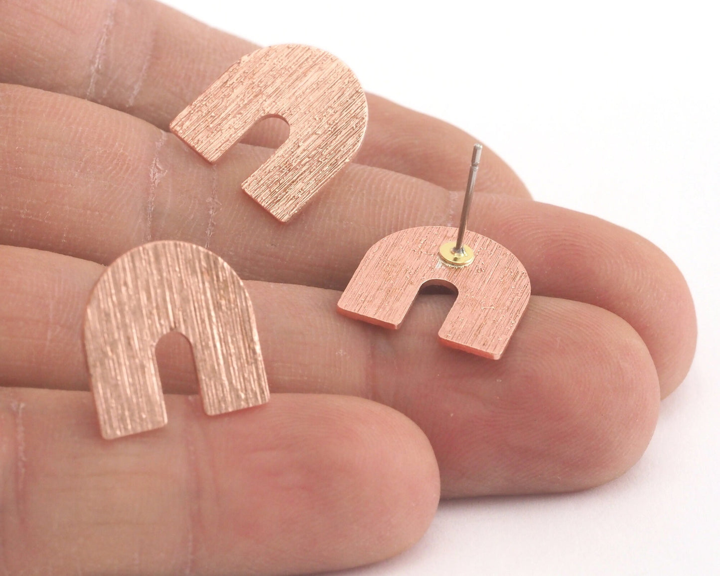 Brushed Earring Stud Posts Magnet Shape raw copper 15x15mm 3979