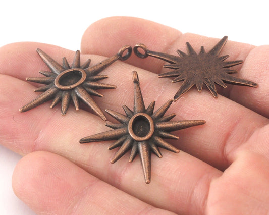 Star Pendant Blank Antique Copper Plated Brass setting 32x29mm (6x4mm blank size) findings OZ2540-185