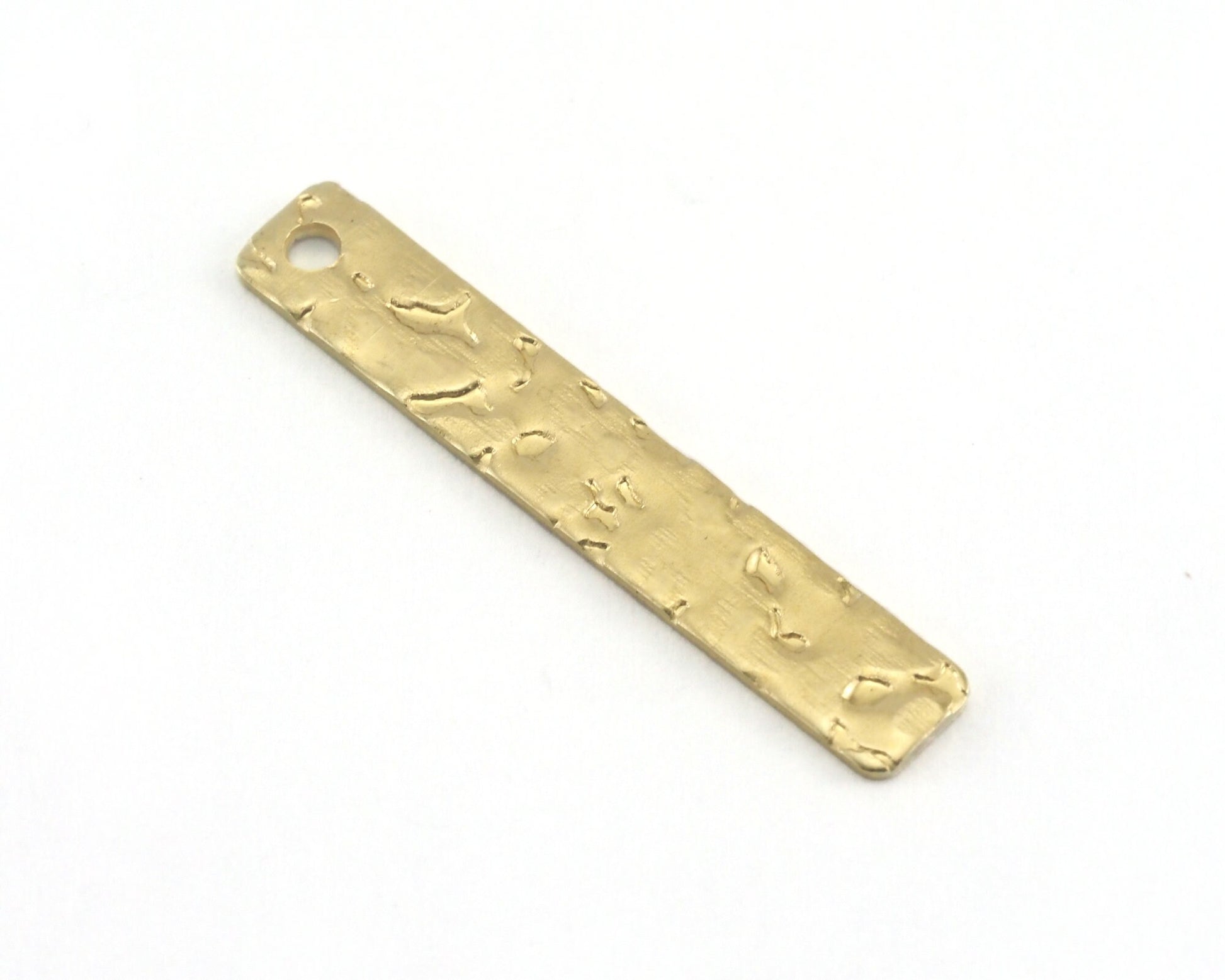 Hammered rectangle 1 hole raw Brass 5x30mm Charms ,Findings 3987R-30-100 tmlp