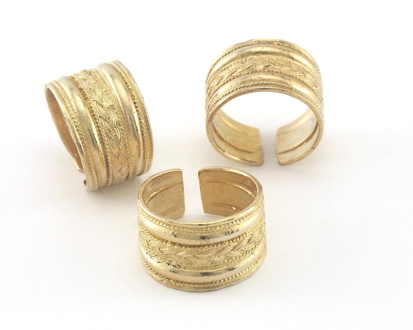 Band Adjustable Ring Swirl Figure Raw Brass (18-21mm 8-11US inner size - ) 3993