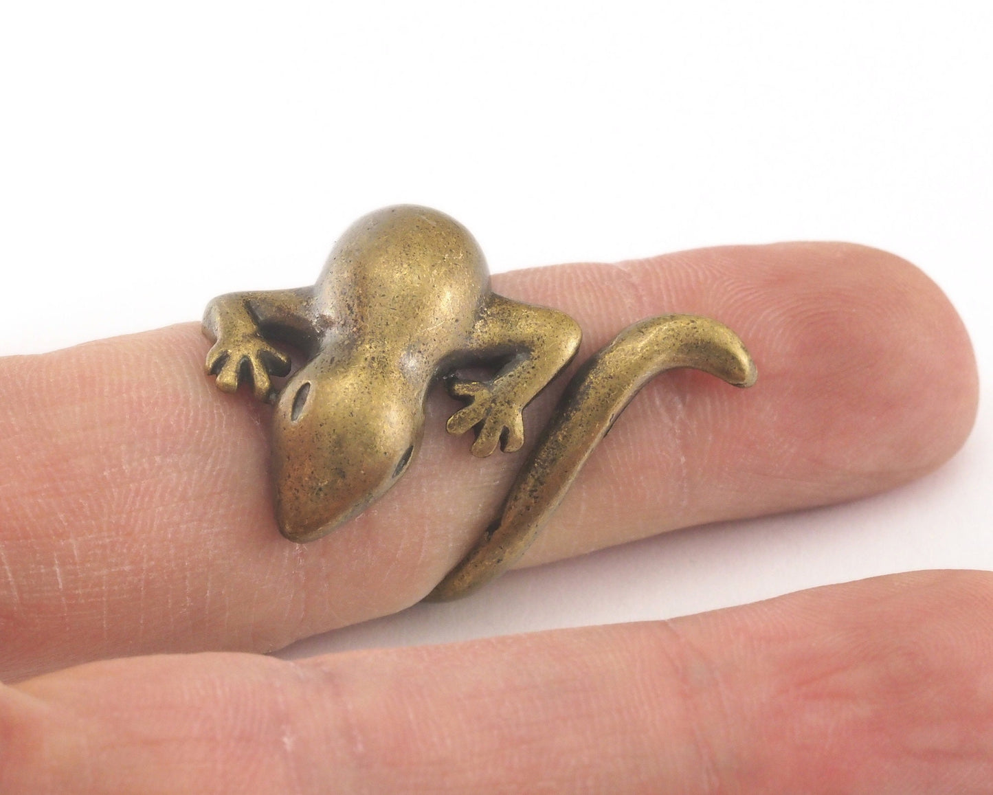 Lizard Animal Adjustable Ring Antique bronze plated Brass (18mm 7.5US inner size) OZ3846