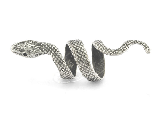 Snake Ring Wrap Adjustable Antique Silver Plated Brass (18mm - 20mm 8US - 10US inner size) Oz4001