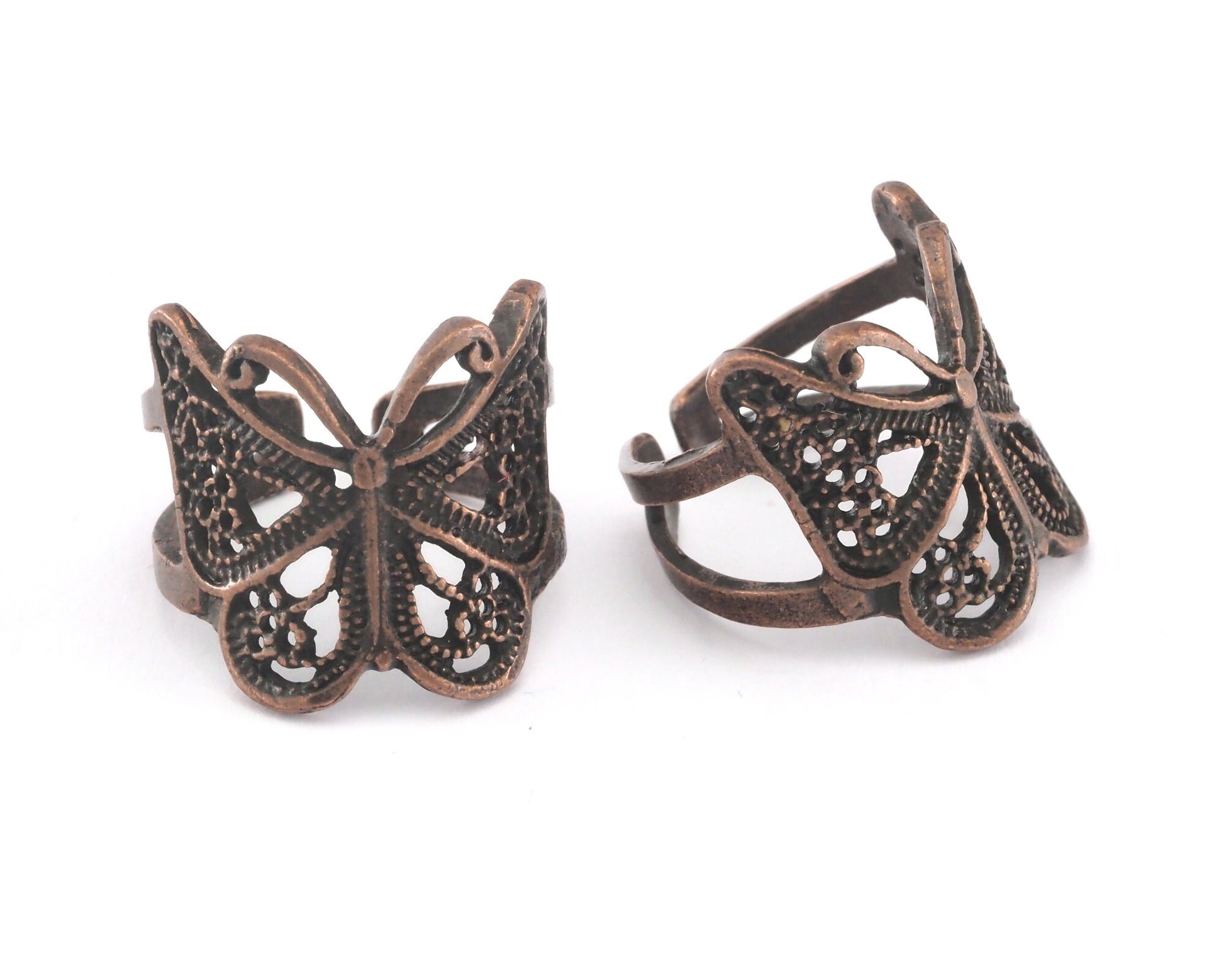 Butterfly Adjustable Ring Antique Copper Plated brass (17.5mm 7US inner size) OZ2647