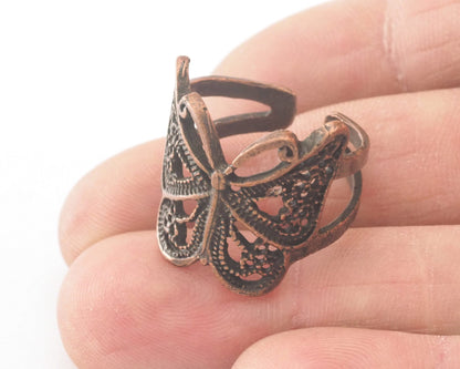 Butterfly Adjustable Ring Antique Copper Plated brass (17.5mm 7US inner size) OZ2647