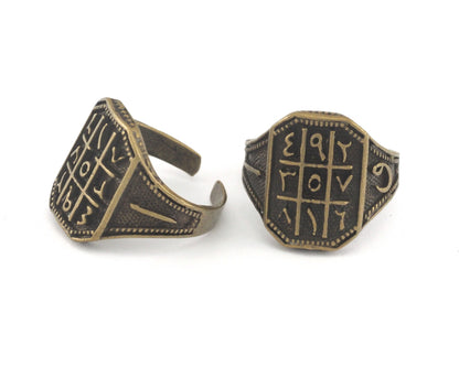 Arabic Numbers Ring Antique Bronze Plated brass (18.5mm 8.5US inner size) OZ3064