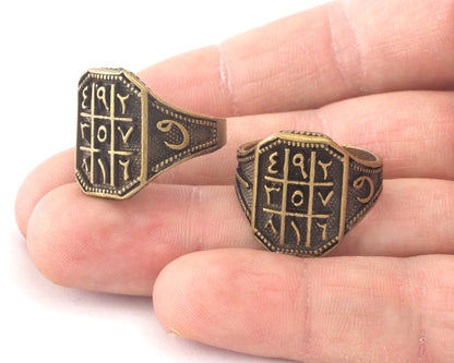 Arabic Numbers Ring Antique Bronze Plated brass (18.5mm 8.5US inner size) OZ3064