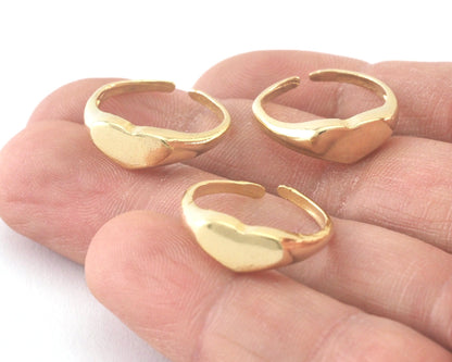 Heart Signet Ring Adjustable Blank Raw brass (6US - 7US inner size - Adjustable ) OZ4033 10x6mm blank