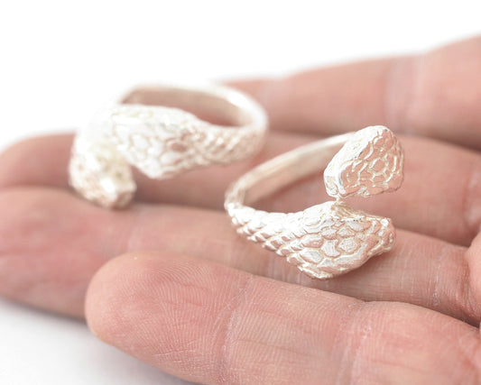 Snake Ring Adjustable Shiny Silver Plated Brass (18mm 8US inner size) Oz3190