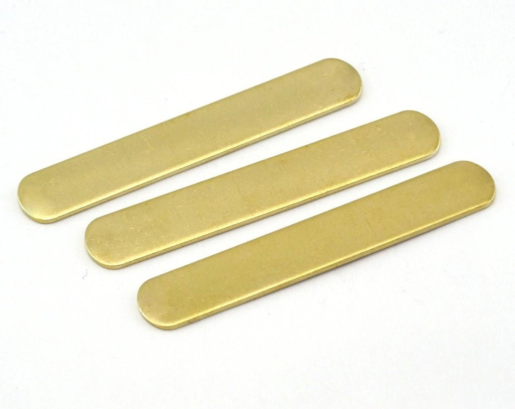 Oblong Rectangle shape stamping, name tag for bracelets 45x8mm (0.8mm thickness) raw brass blank 2 hole 2430-235