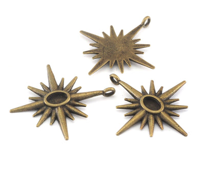 Star Pendant Blank Antique Bronze Plated Brass setting 32x29mm (6x4mm blank size) findings OZ2540-185