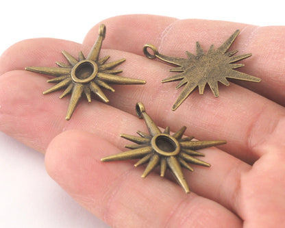 Star Pendant Blank Antique Bronze Plated Brass setting 32x29mm (6x4mm blank size) findings OZ2540-185