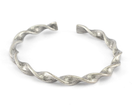 Twisted swirl Cuff Bracelet Antique silver plated brass (65mm inner size Adjustable ) OZ4036