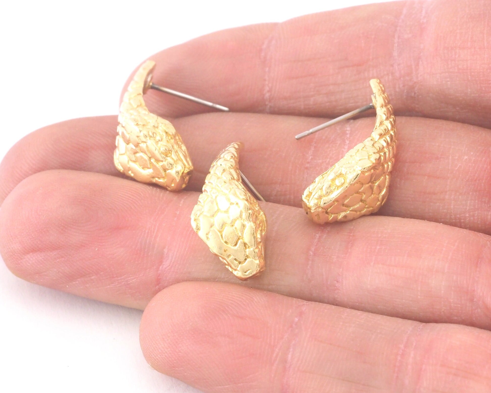 Snake Earring Stud Post Wire Base Raw Brass Earring Blanks OZ4039