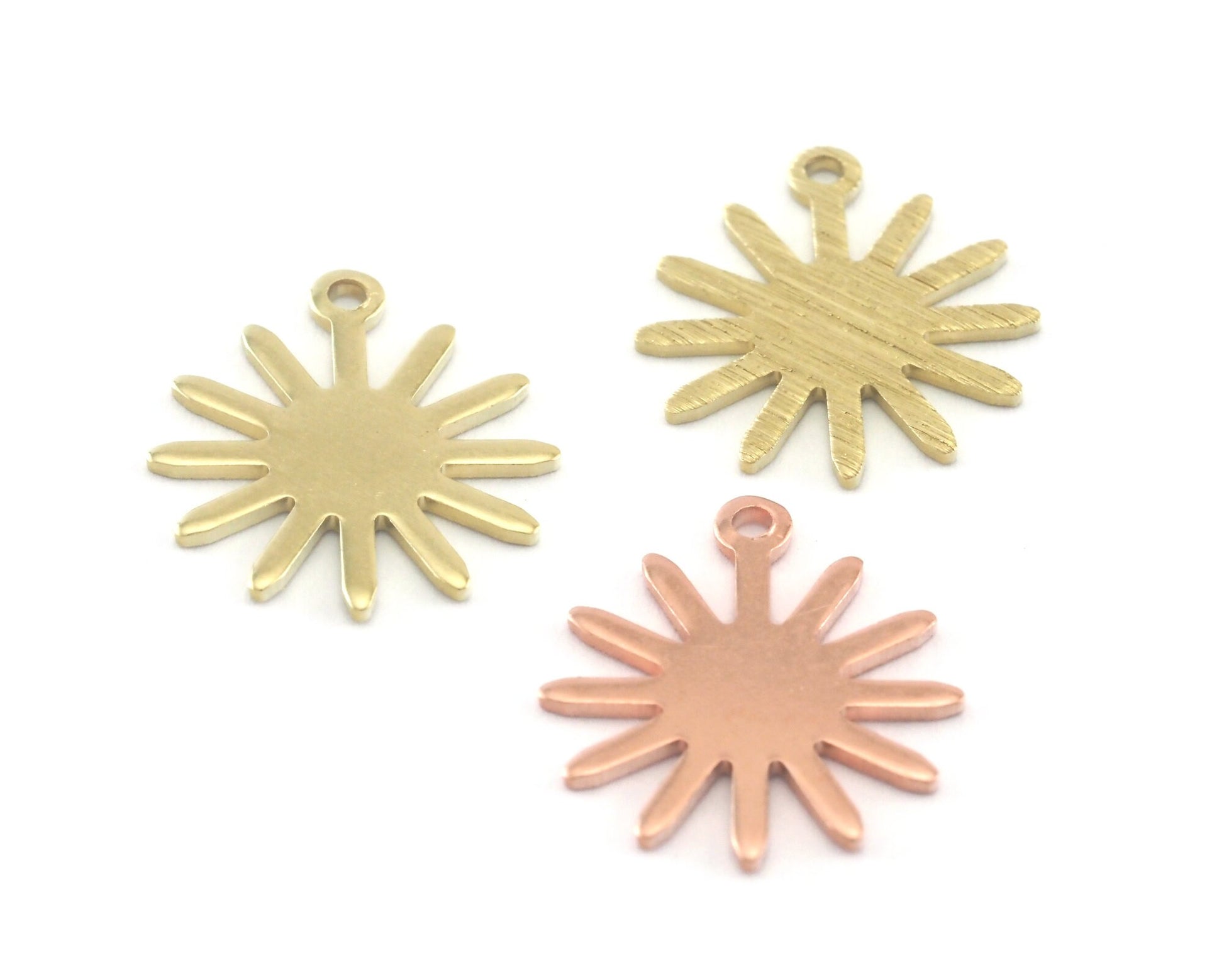 Sun Charms 15x17mm 1 hole Raw Copper - Brass - Brushed Brass findings R258-70