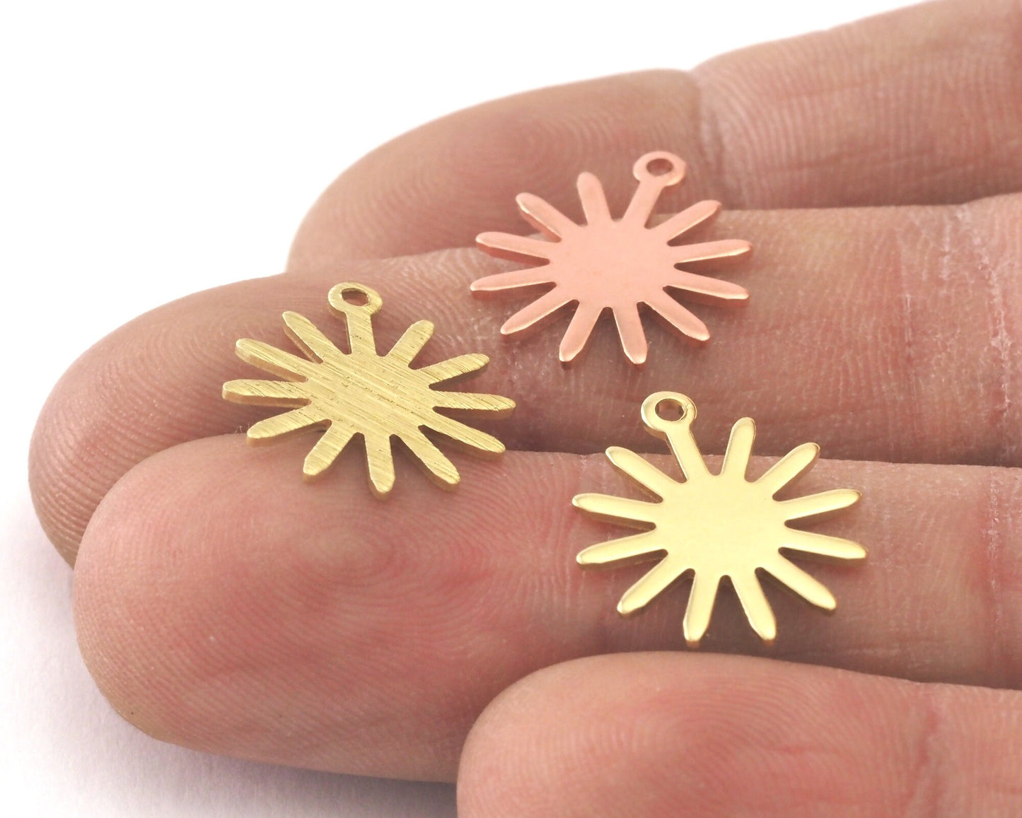 Sun Charms 15x17mm 1 hole Raw Copper - Brass - Brushed Brass findings R258-70