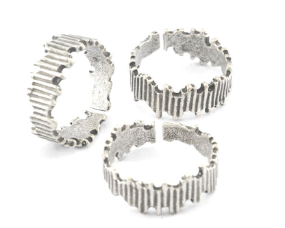 Minimalist Band Textured Adjustable Ring Antique Silver plated Brass (17.5-20mm 7-10US inner size) OZ3957