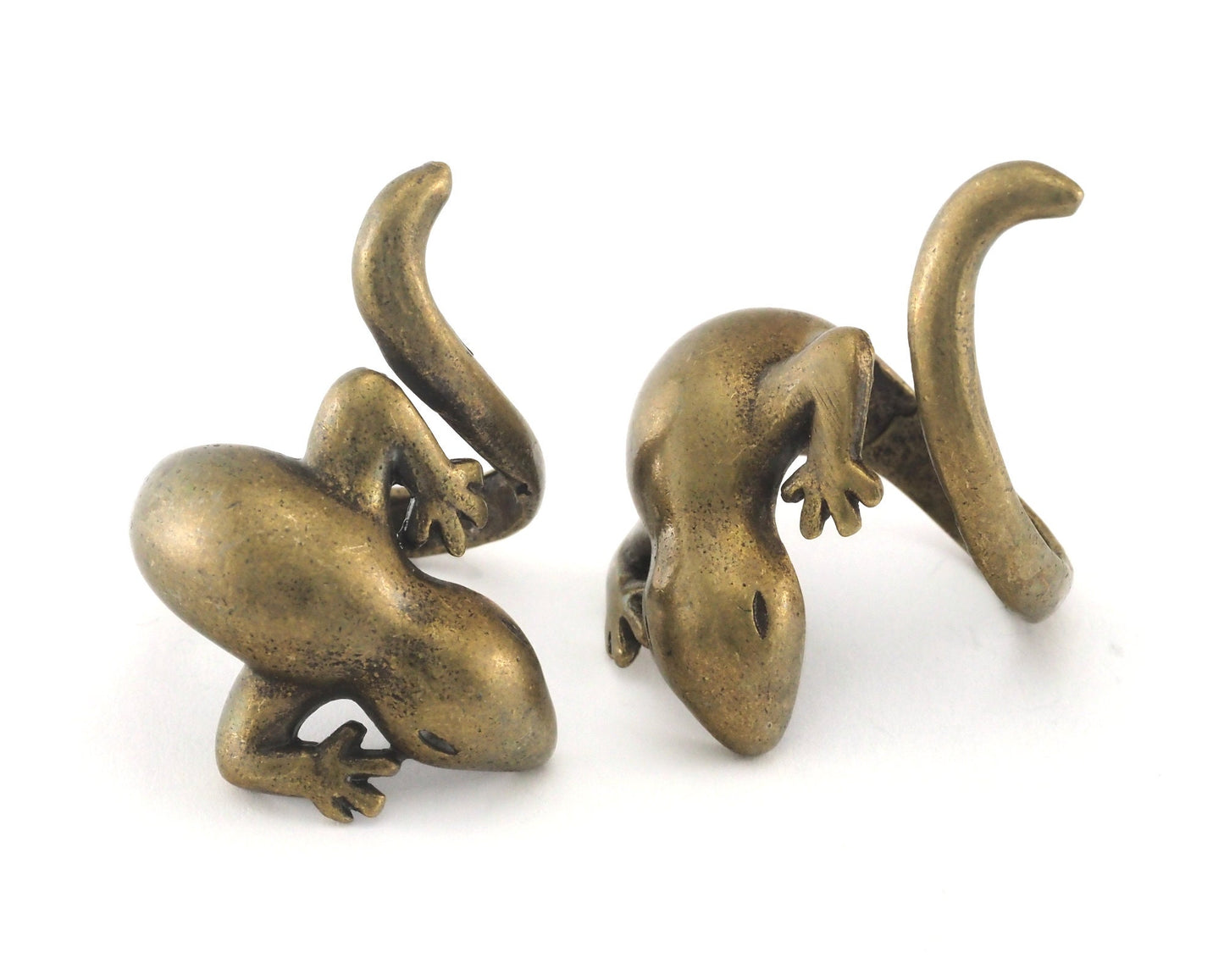 Lizard Animal Adjustable Ring Antique bronze plated Brass (18mm 7.5US inner size) OZ3846