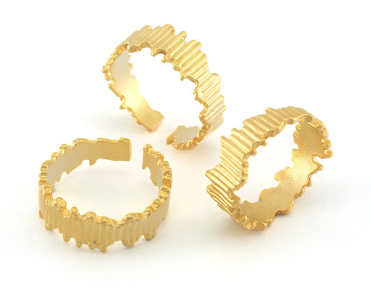 Minimalist Band Ring Textured Adjustable Antique Matte Gold plated Brass (17.5-20mm 7-10US inner size) OZ3957