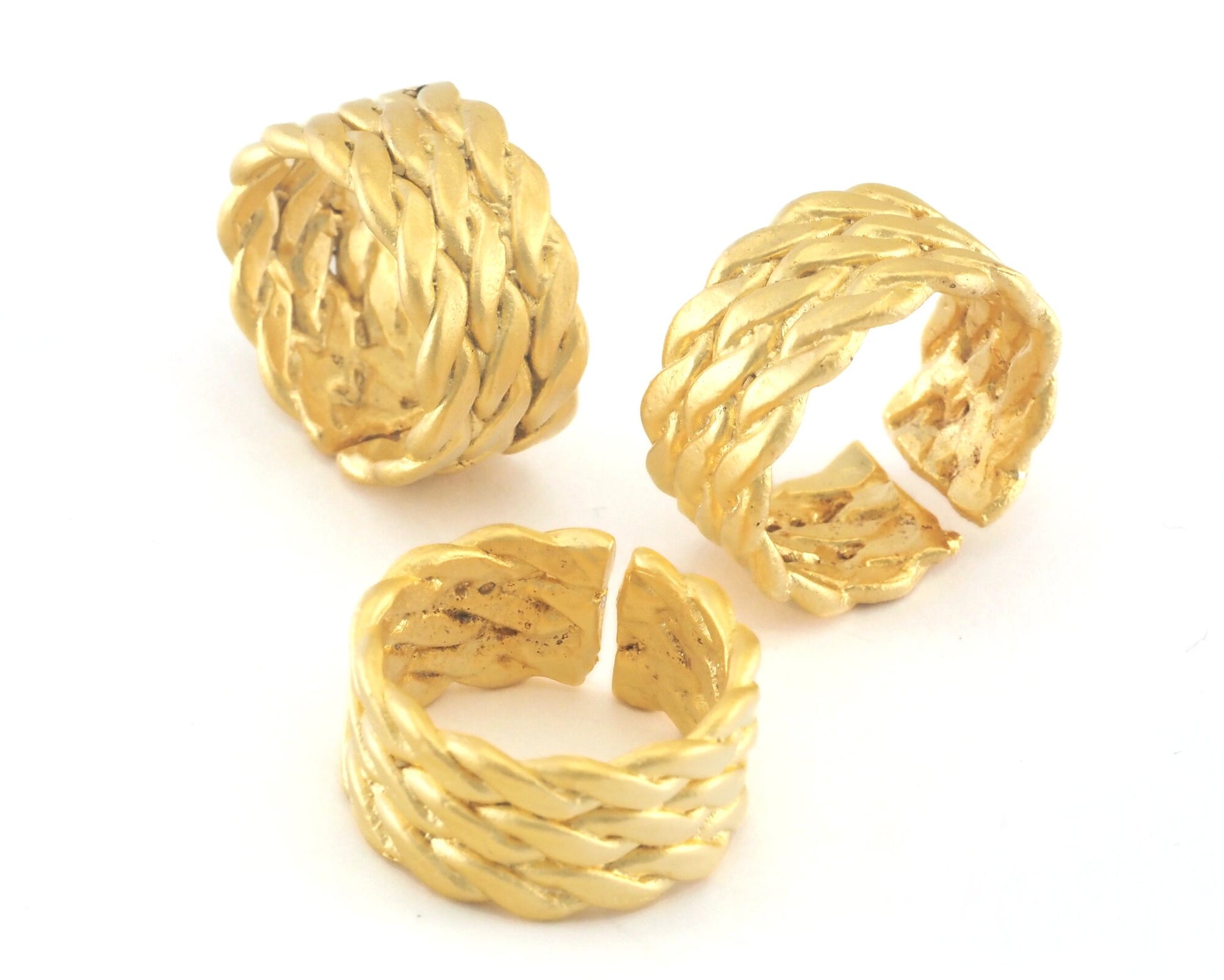 Swirl Adjustable Ring - Matte Gold plated Brass (17-19.5mm 6.5-9.5US inner size) OZ3952