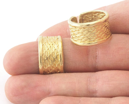 Band Ring Textures Adjustable Ring Raw Brass (17mm 7US inner size) OZ3255 ring21