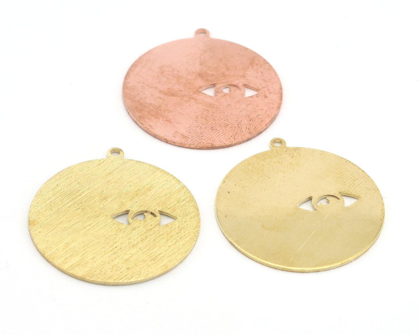 Round Eye Charms Tag Raw Brass - Brushed Brass - Copper 30mm 0.8 mm 1 hole Findings 4065-460