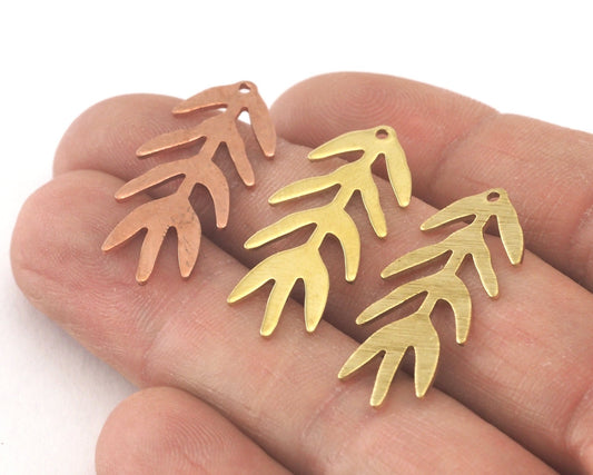 Leaf one hole Tag Raw Brass - Brushed Brass - Copper 30mm 0.8 mm Findings 4079-150