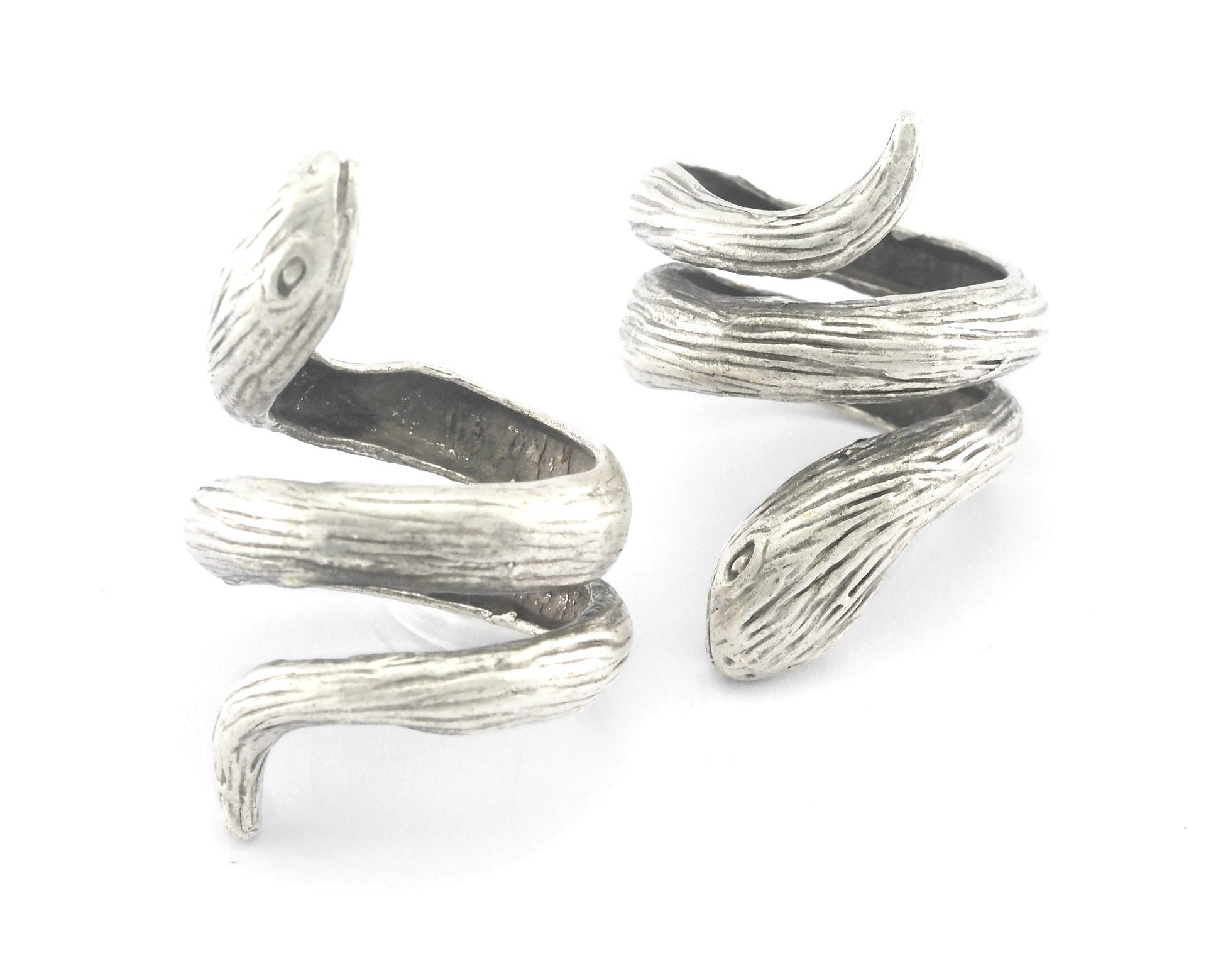 Snake Ring Wrap Animal Adjustable Antique Silver Plated Brass (18mm - 20mm 8US - 10US inner size) Oz4012