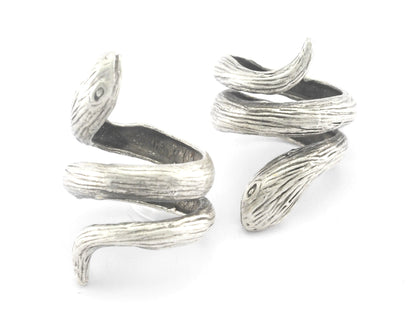 Snake Ring Wrap Animal Adjustable Antique Silver Plated Brass (18mm - 20mm 8US - 10US inner size) Oz4012