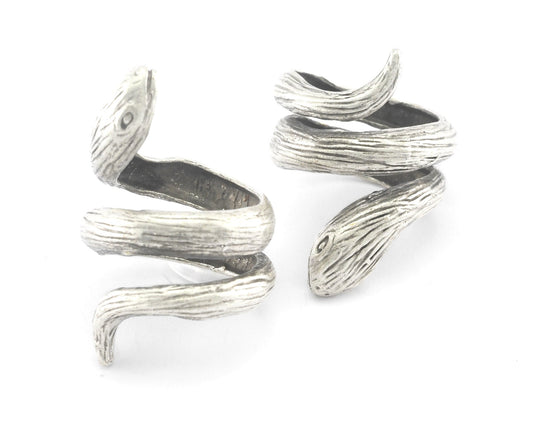 Snake Ring Wrap Animal Adjustable Antique Silver Plated Brass (18mm - 20mm 8US - 10US inner size) Oz4012