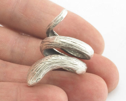 Snake Ring Wrap Animal Adjustable Antique Silver Plated Brass (18mm - 20mm 8US - 10US inner size) Oz4012
