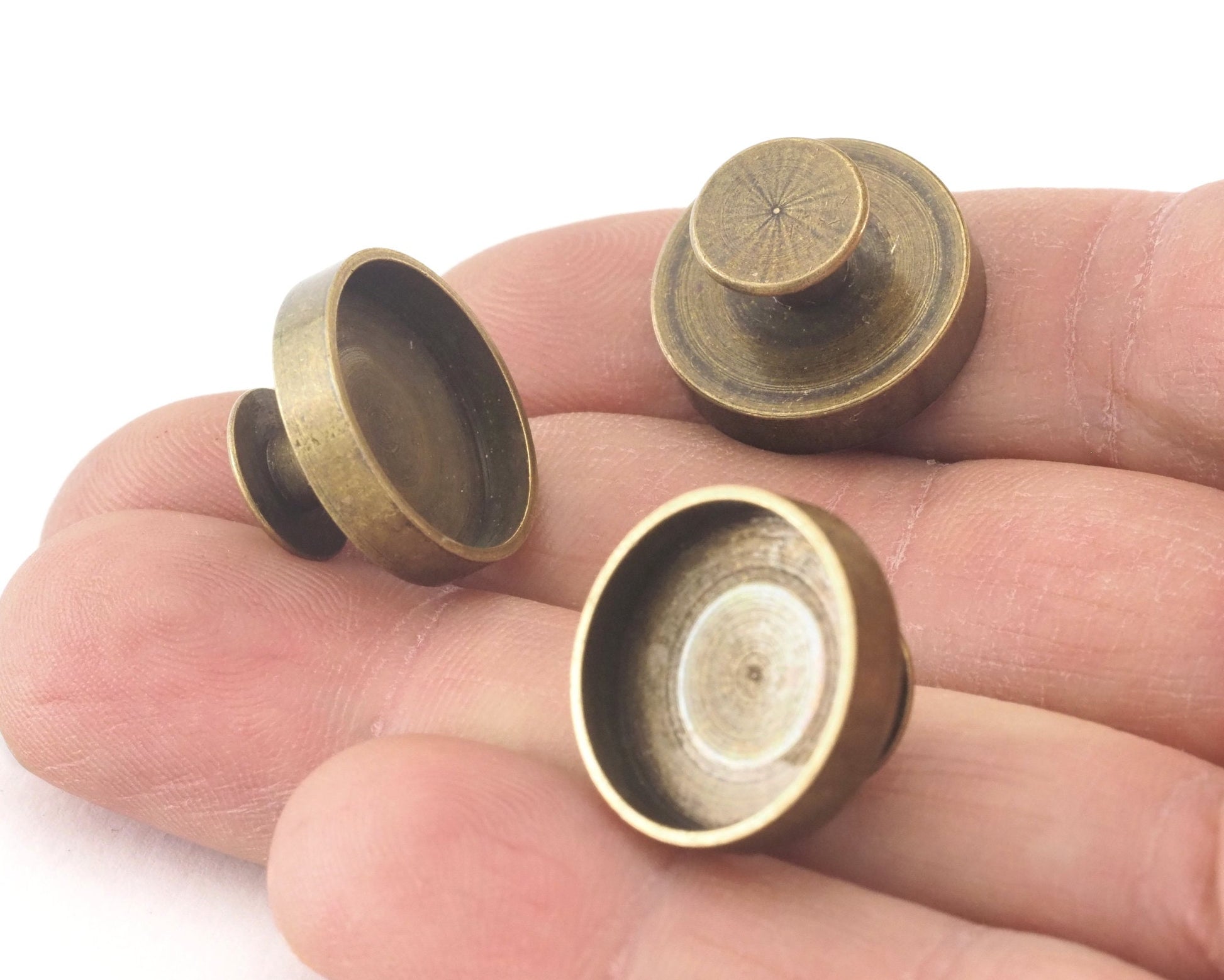 Cuff link blank bezel Antique bronze plated brass , 18x10.5mm 16mm setting studs, shirt collar tuxedo stud, OZ3943