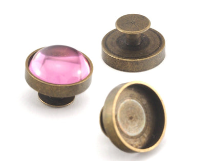 Cuff link blank bezel Antique bronze plated brass , 18x10.5mm 16mm setting studs, shirt collar tuxedo stud, OZ3943