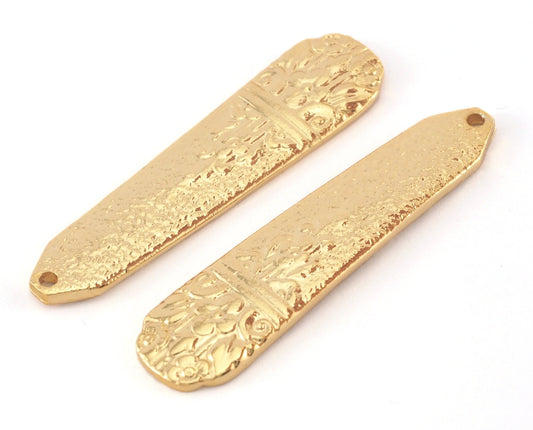 Spoon Pendant Flower Patterned Gold Plated Brass 4054